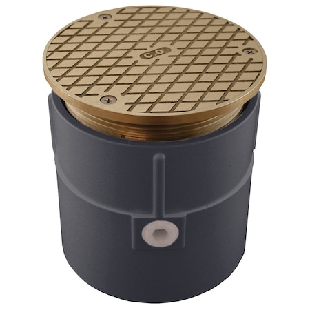 Jones Stephens 4in. PVC Over Pipe Fit Base Cleanout with 4in. Metal Spud and 6in. Nickel Bronze Cover C60094